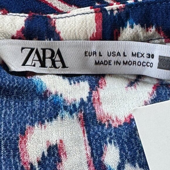 NWT Zara Summer Dress Mini Long Sleeves Button Front Dress Size L - Picture 10 of 12